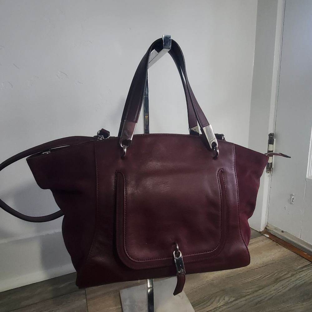 Ralph Lauren Burgundy Leather Tote Bag